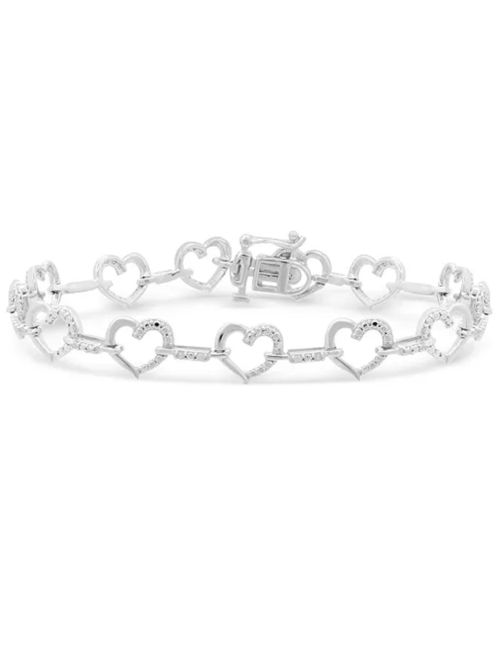 Sterling Silver Heart Link Bracelet - Silver